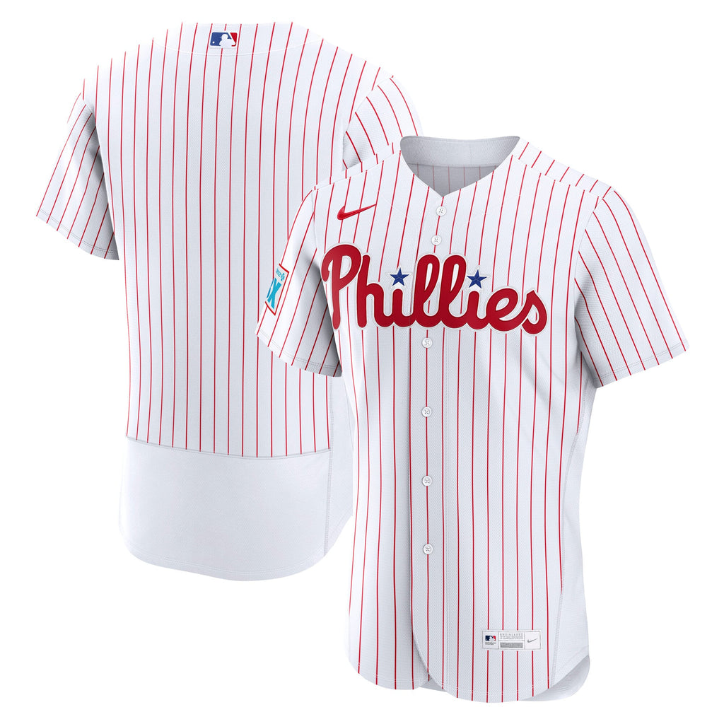 Philadelphia Phillies Nike White Home Sponsor Patch Authentic Jersey