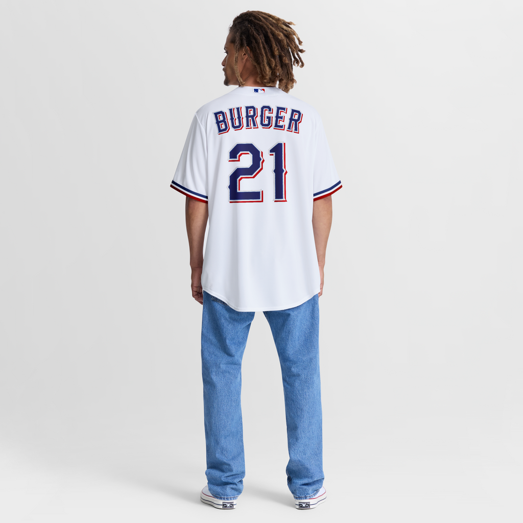 Texas Rangers Jake Burger Nike White Home Replica Jersey