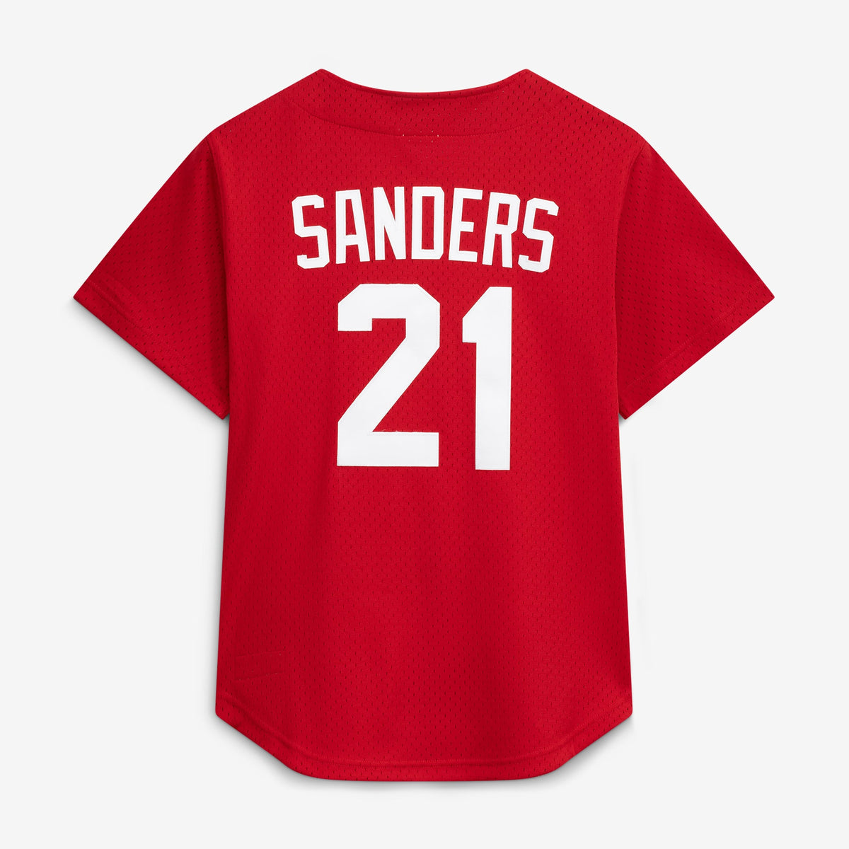 Cincinnati Reds Deion Sanders Mitchell & Ness Red Cooperstown Mesh Batting Practice Button-Up Jersey