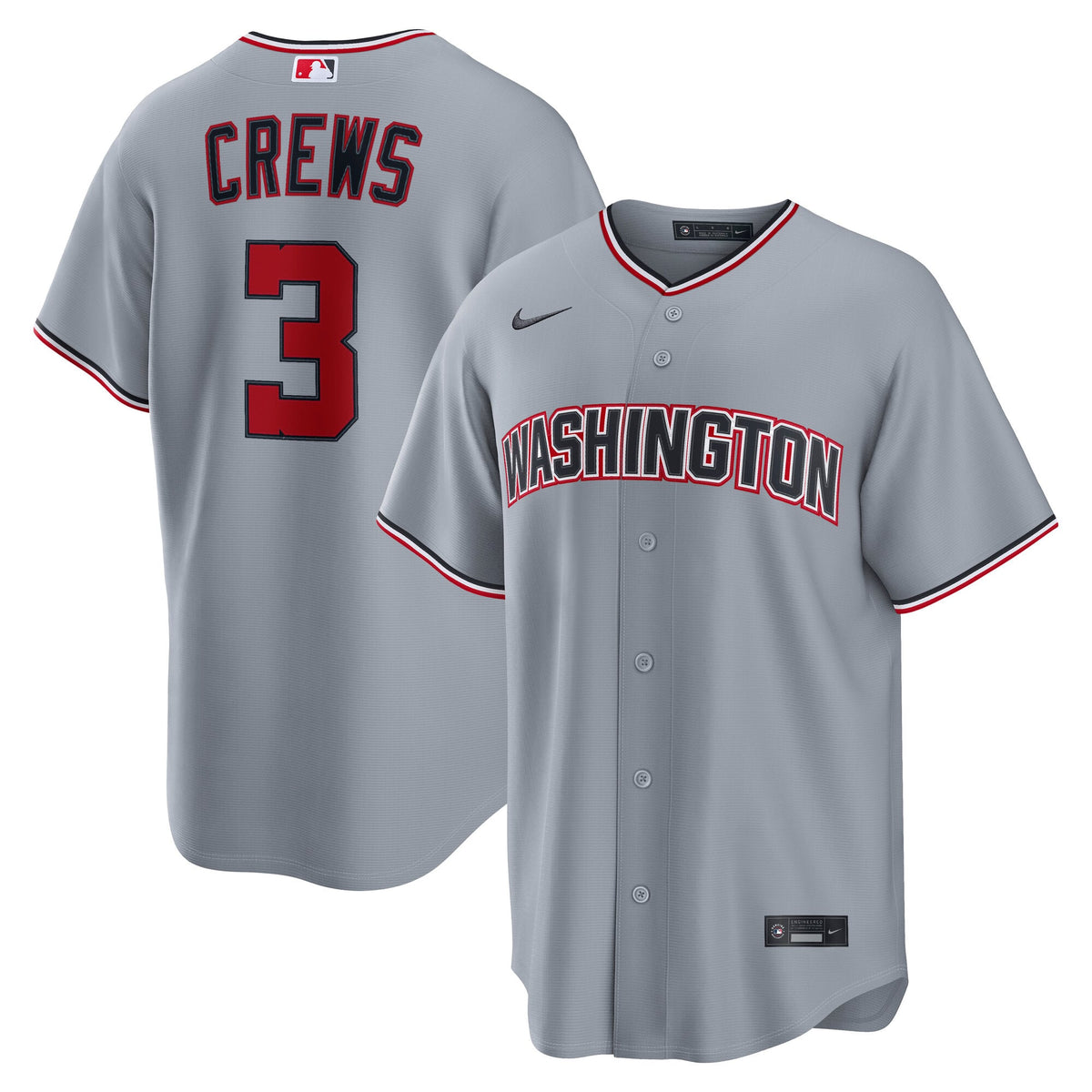 Washington Nationals Dylan Crews Nike Gray Road Replica Jersey