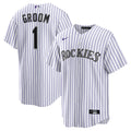 Colorado Rockies Nike White #1 Groom Home Replica Jersey