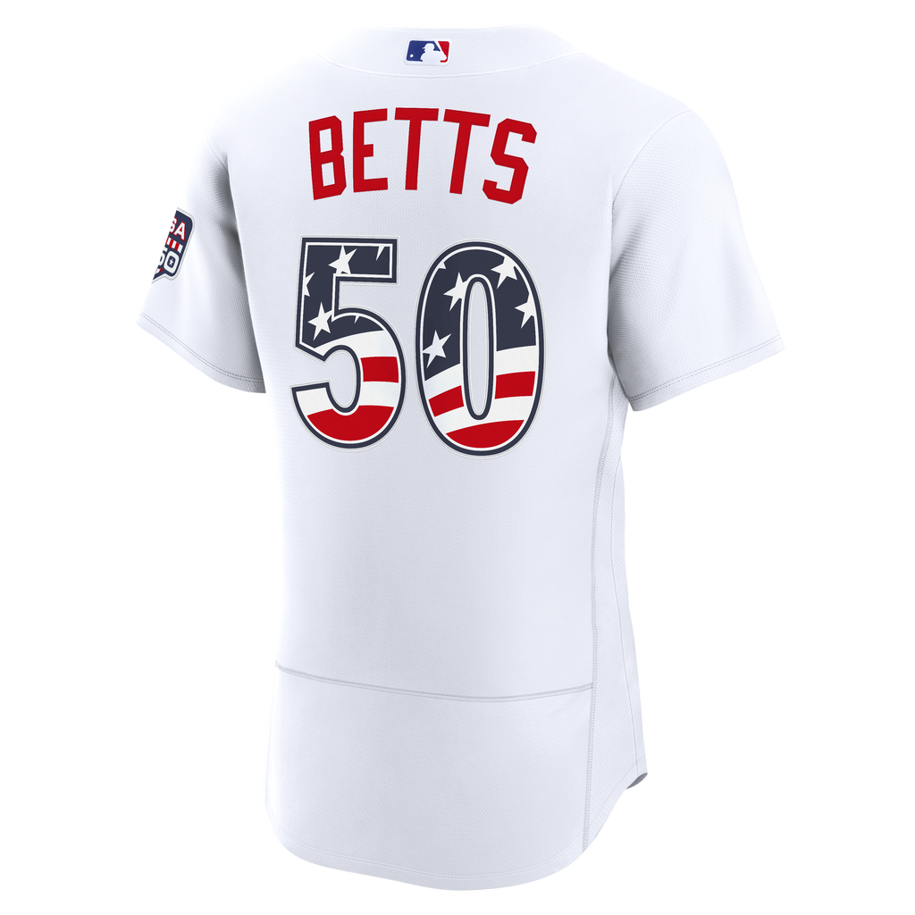 Fourth of July Los Angeles Dodgers Mookie Betts Nike White USA 250 Authentic Jersey