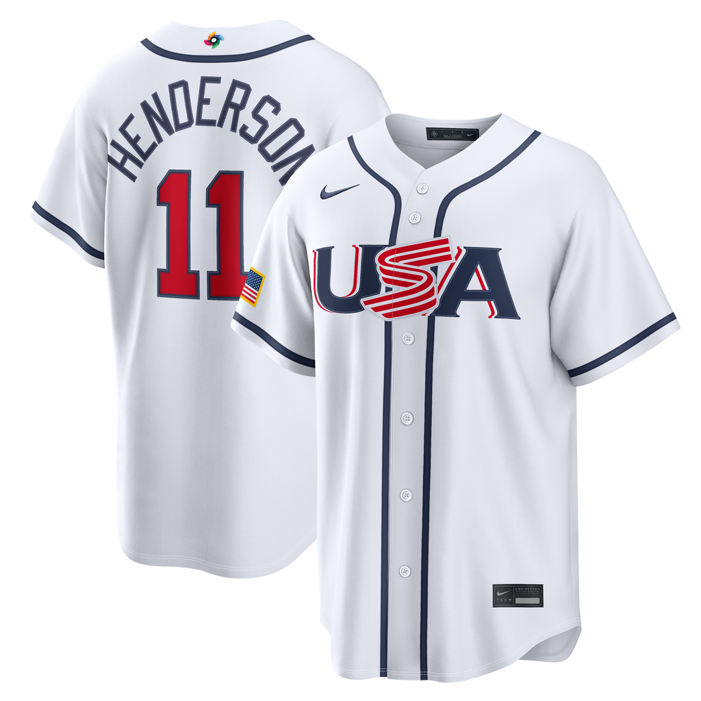 USA Baseball Gunnar Henderson Nike White 2026 World Baseball Classic Home Stadium Jersey