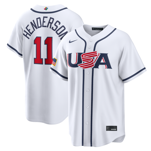 USA Baseball Gunnar Henderson Nike White 2026 World Baseball Classic Home Stadium Jersey