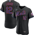 New York Mets Francisco Lindor Nike Black Alternate Authentic Sponsor Patch Jersey