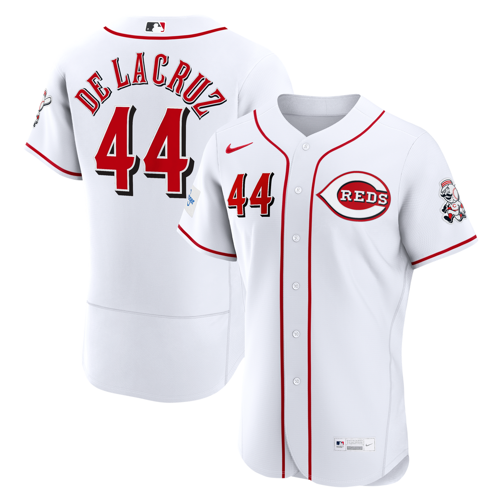 Cincinnati Reds Elly De La Cruz Nike White Home Authentic Sponsor Patch Jersey