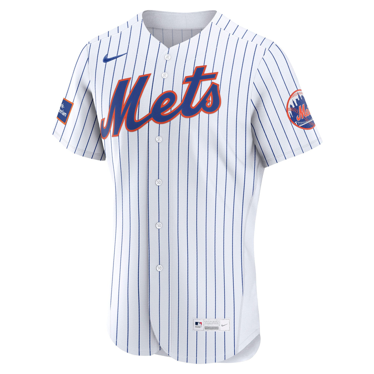 New York Mets Nike White Home Sponsor Patch Authentic Jersey