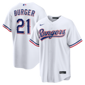 Texas Rangers Jake Burger Nike White Home Replica Jersey