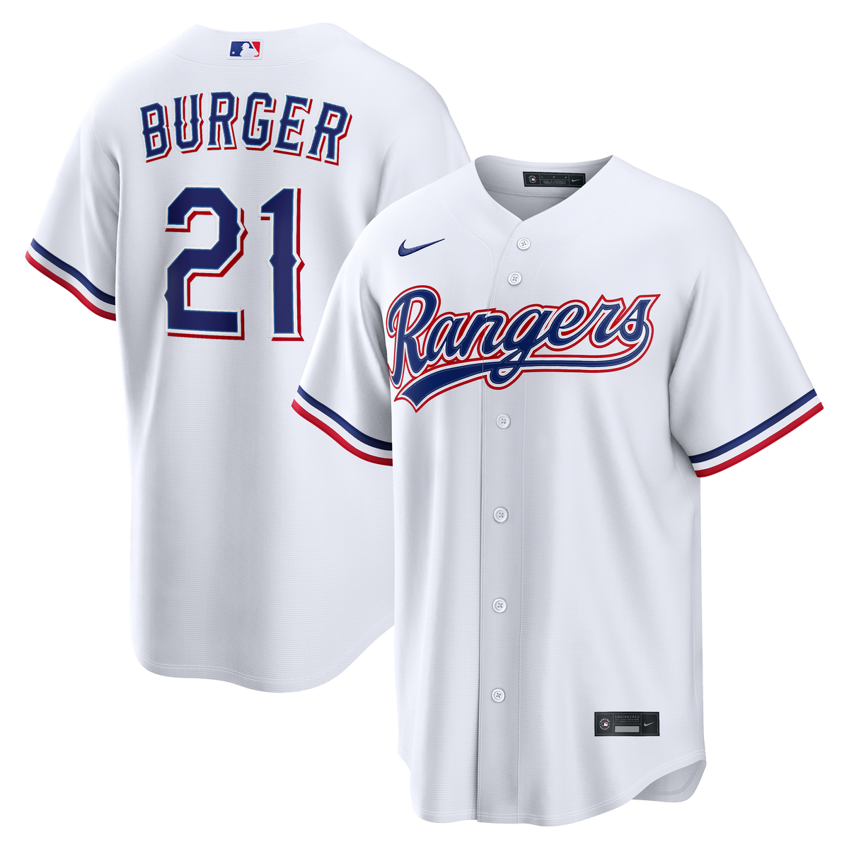 Texas Rangers Jake Burger Nike White Home Replica Jersey