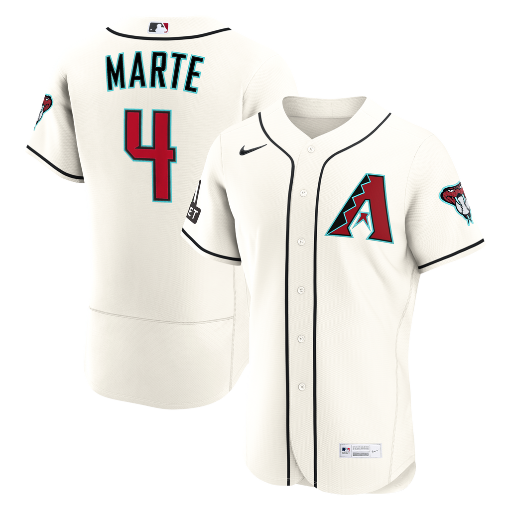 Arizona Diamondbacks Ketel Marte Nike Cream Home Authentic Sponsor Patch Jersey
