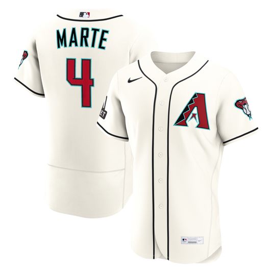 Arizona Diamondbacks Ketel Marte Nike Cream Home Authentic Sponsor Patch Jersey