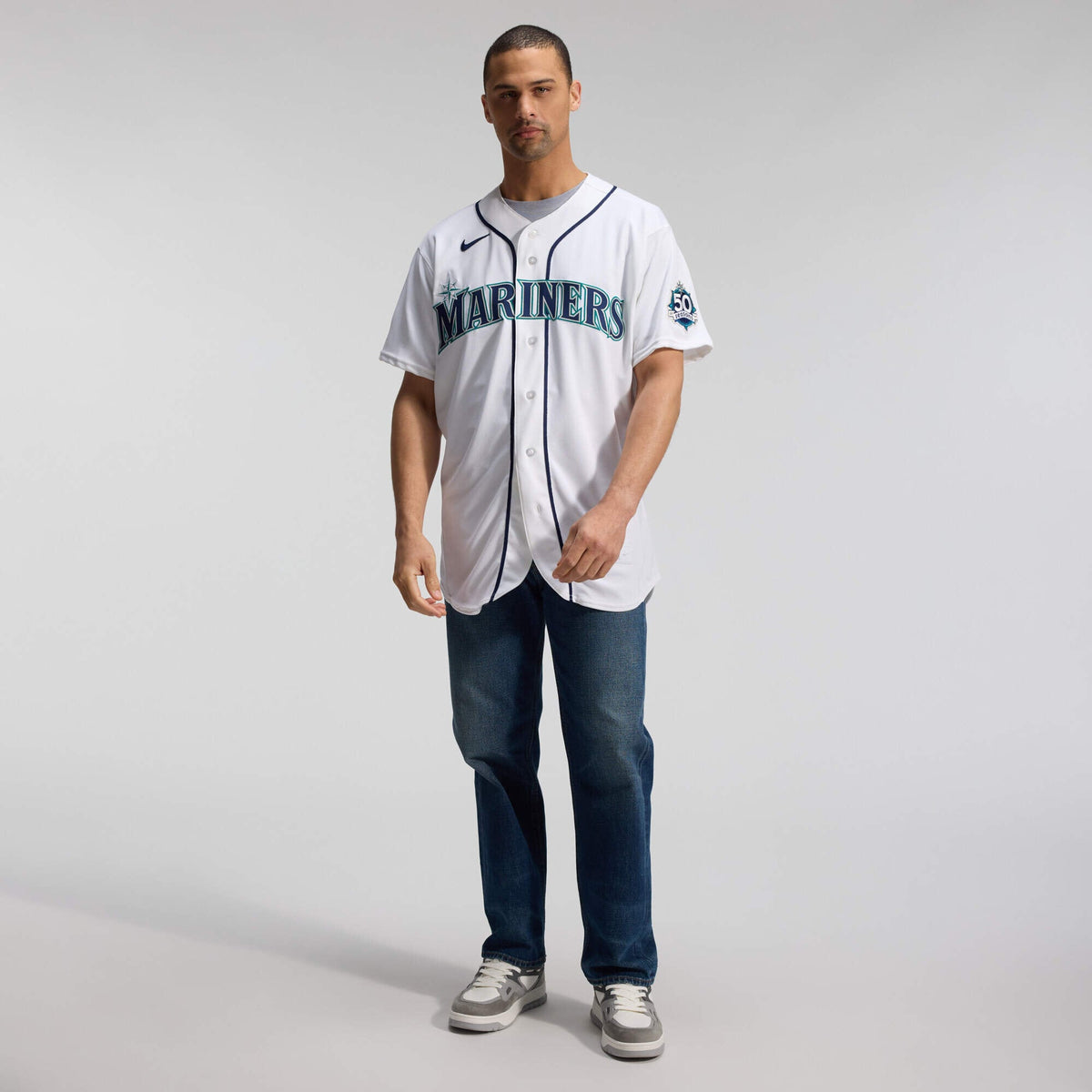 Seattle Mariners Nike White 50th Anniversary Patch Home Authentic Jersey