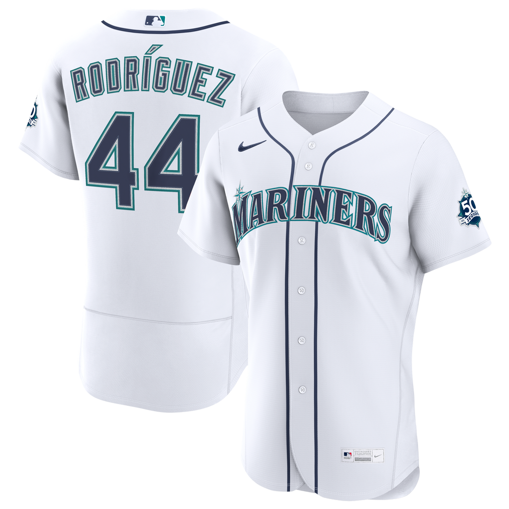 Seattle Mariners Julio Rodriguez Nike White Home 50th Season Authentic Jersey