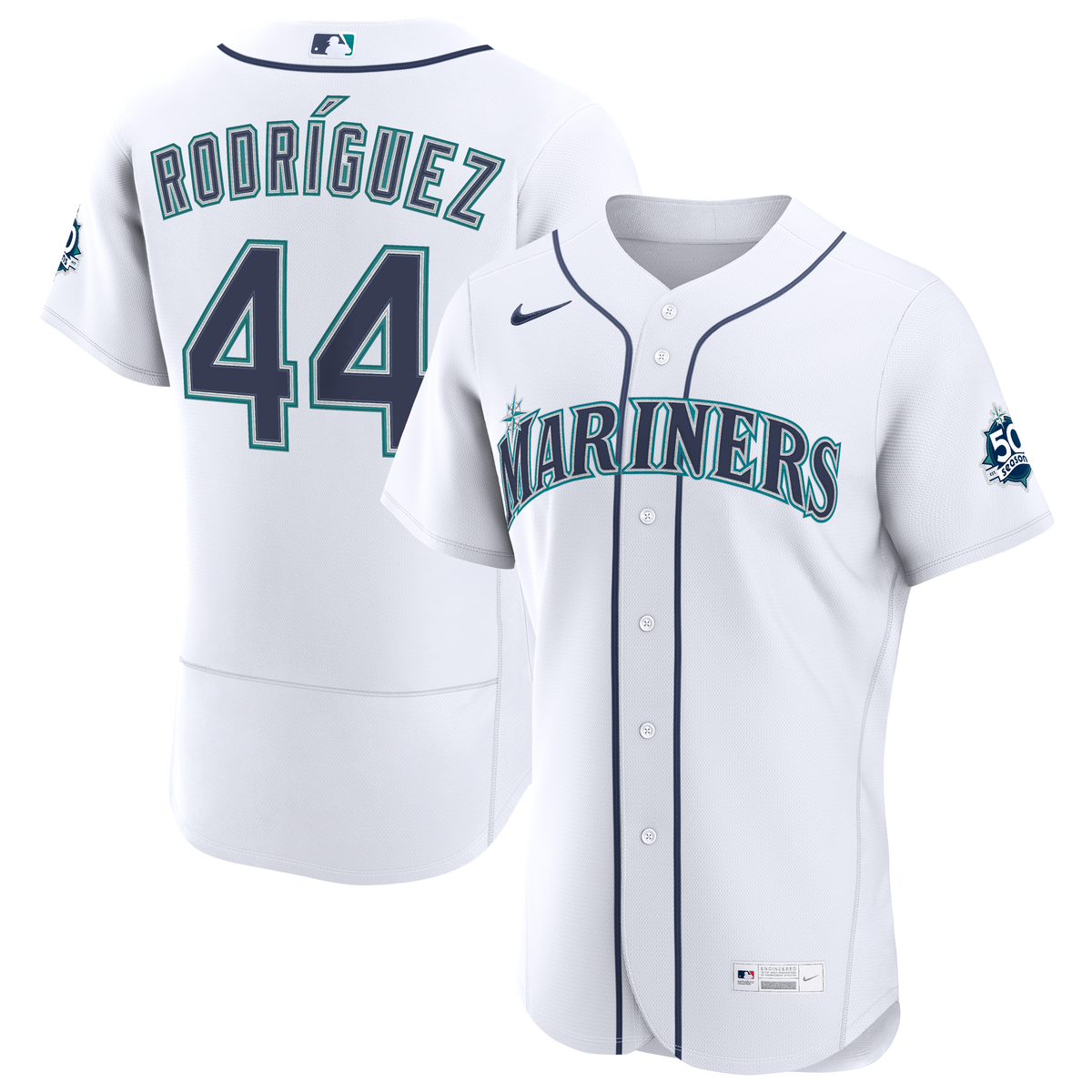 Seattle Mariners Julio Rodriguez Nike White Home 50th Season Authentic Jersey