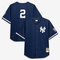 New York Yankees Derek Jeter Mitchell & Ness Navy Cooperstown Collection Mesh Batting Practice Button-Up Jersey