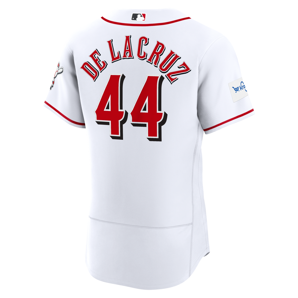 Cincinnati Reds Elly De La Cruz Nike White Home Authentic Sponsor Patch Jersey