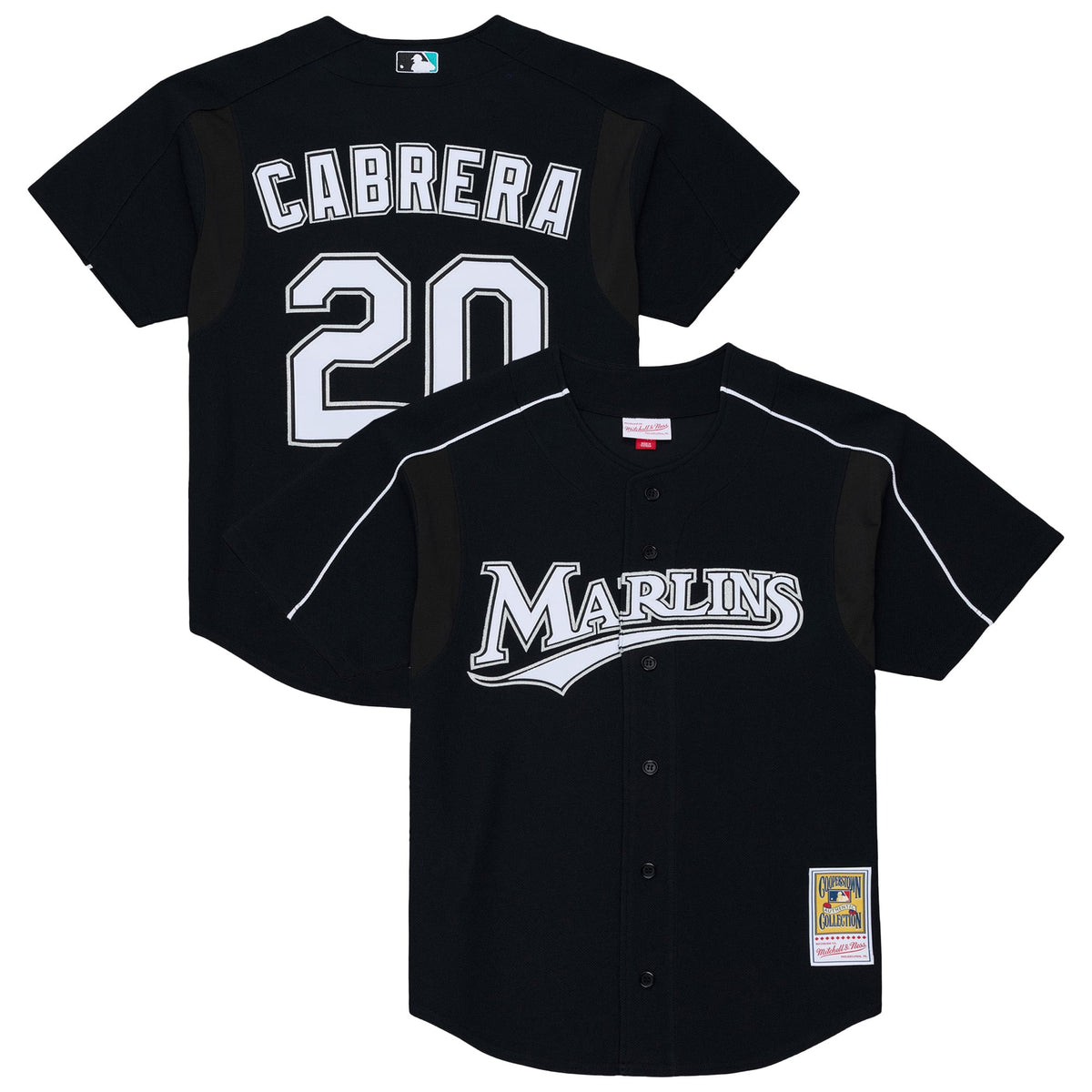Florida Marlins Miguel Cabrera Mitchell & Ness Black 2003 Cooperstown Mesh Batting Practice Button-Up Jersey