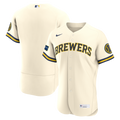 Milwaukee Brewers Nike Cream Home Sponsor Patch Authentic Jersey