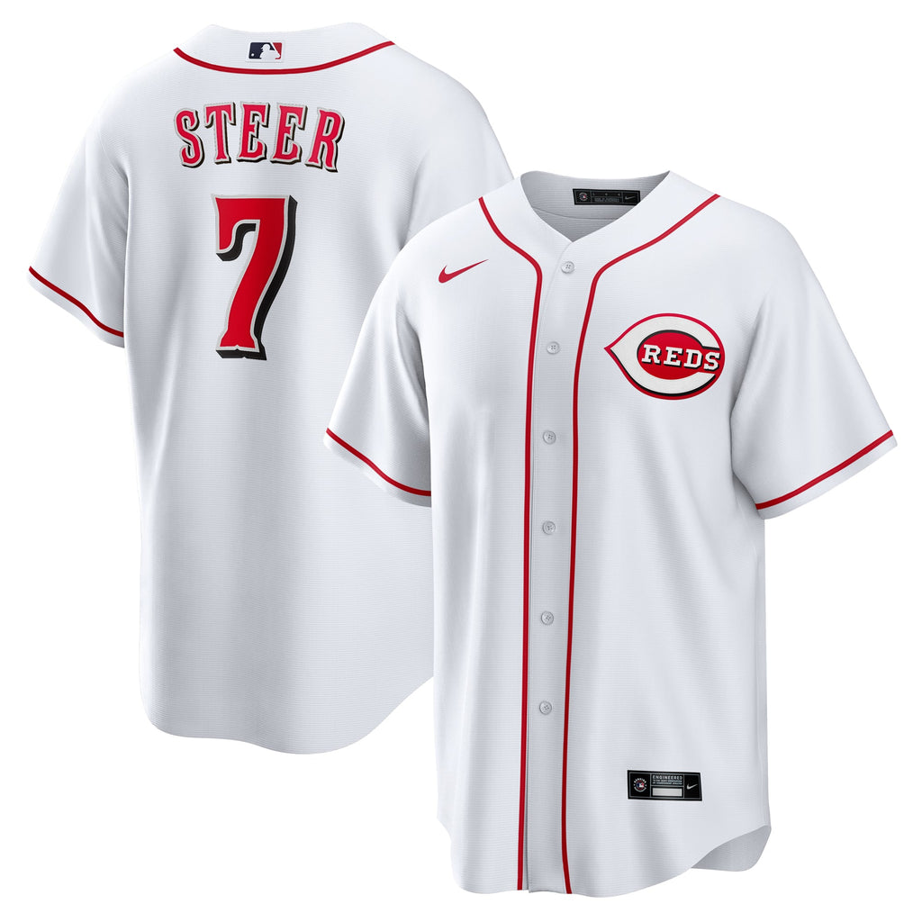 Cincinnati Reds Spencer Steer Nike White Home Replica Jersey