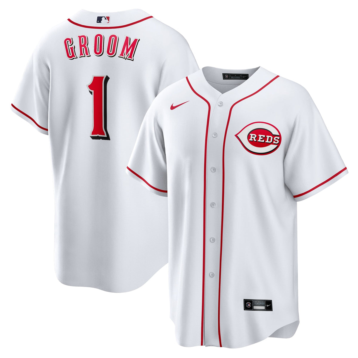 Cincinnati Reds Nike White #1 Groom Home Replica Jersey