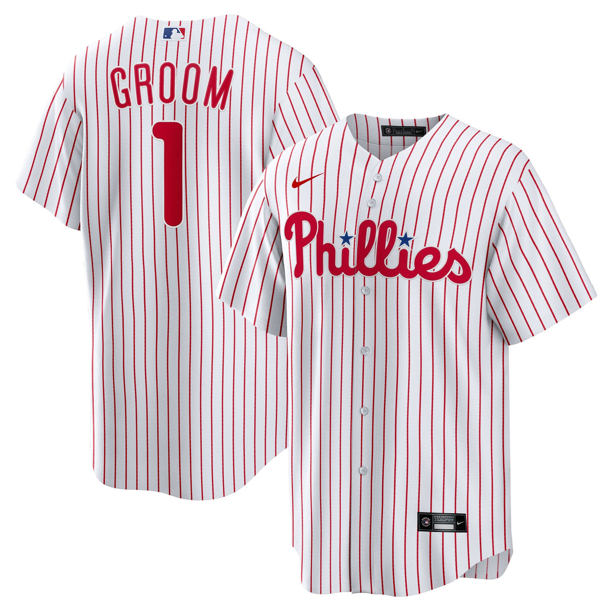 Philadelphia Phillies Nike White #1 Groom Home Replica Jersey