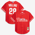 Philadelphia Phillies Jimmy Rollins Mitchell & Ness Red Cooperstown Mesh Batting Practice Button-Up Jersey