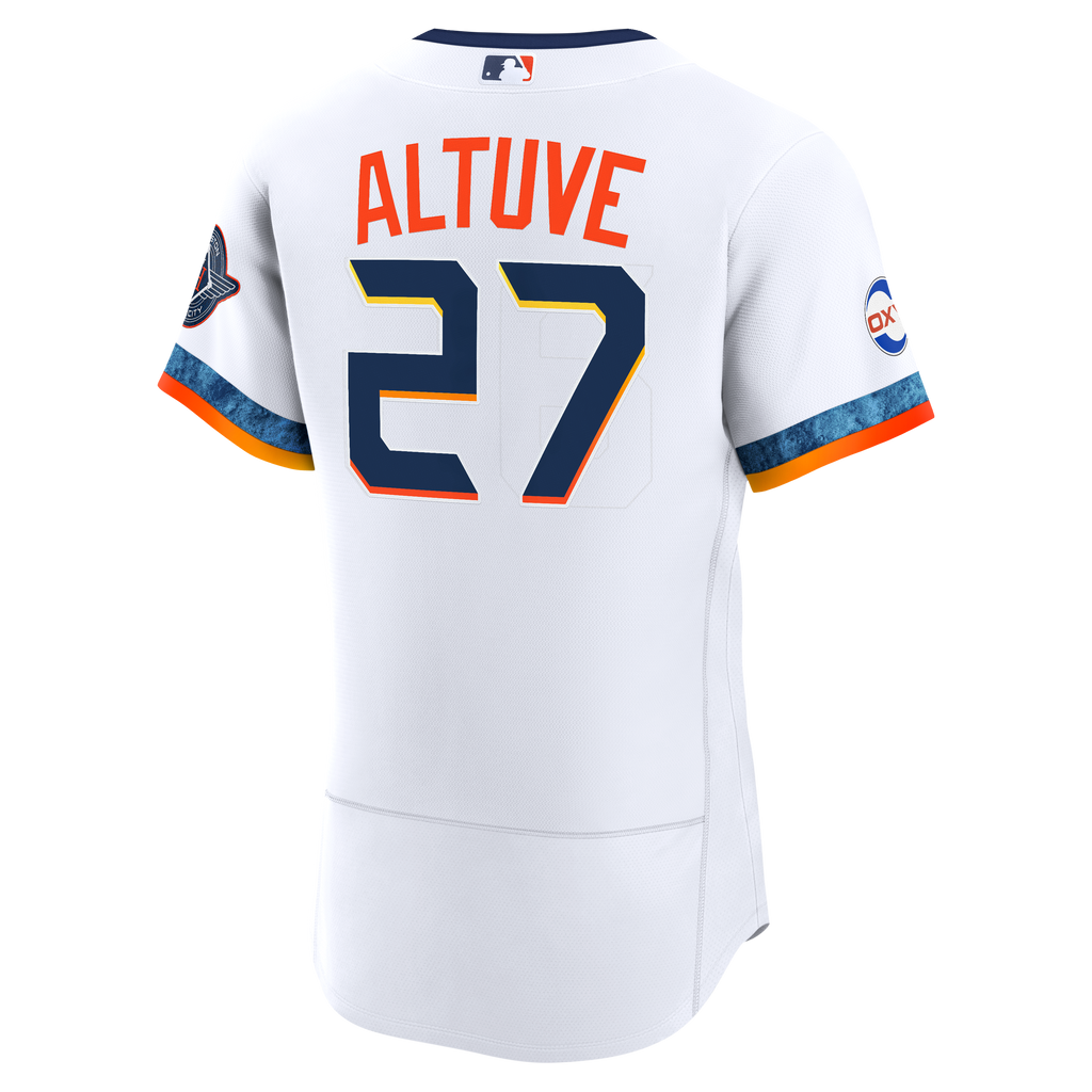 Houston Astros Jose Altuve Nike White City Connect Authentic Sponsor Patch Jersey