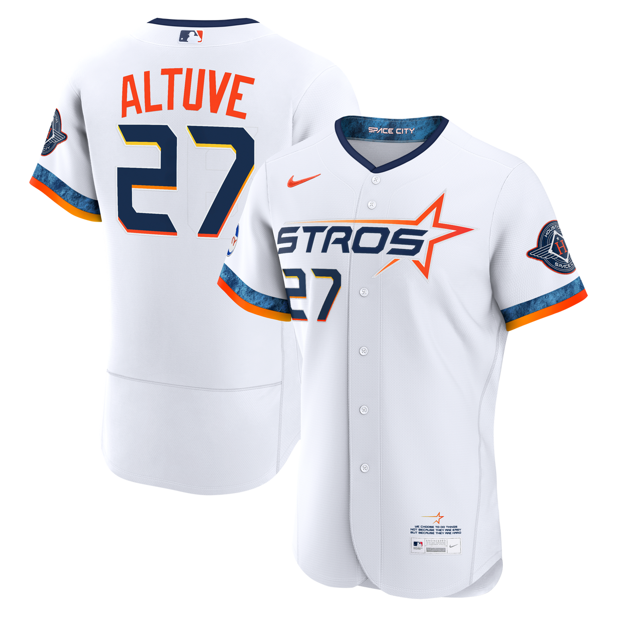 Houston Astros Jose Altuve Nike White City Connect Authentic Sponsor Patch Jersey