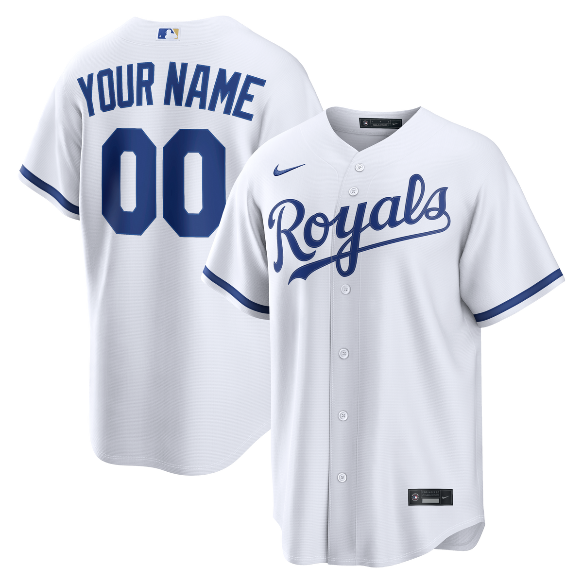 Kansas City Royals Nike White Home Replica Custom Jersey