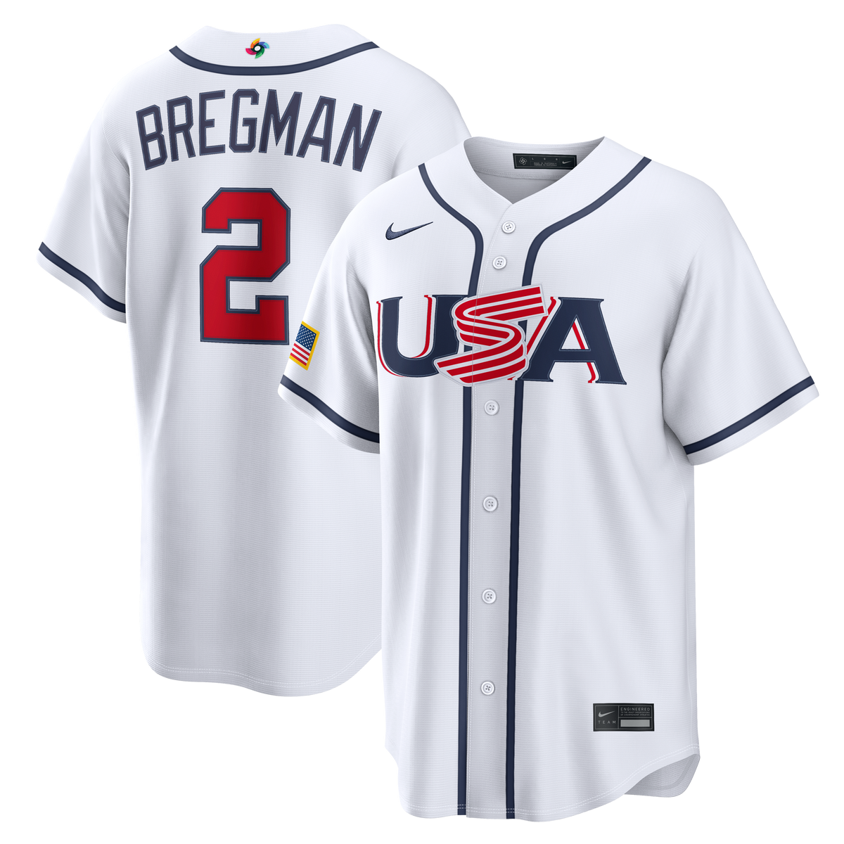 USA Baseball Alex Bregman Nike White 2026 World Baseball Classic Home Stadium Jersey