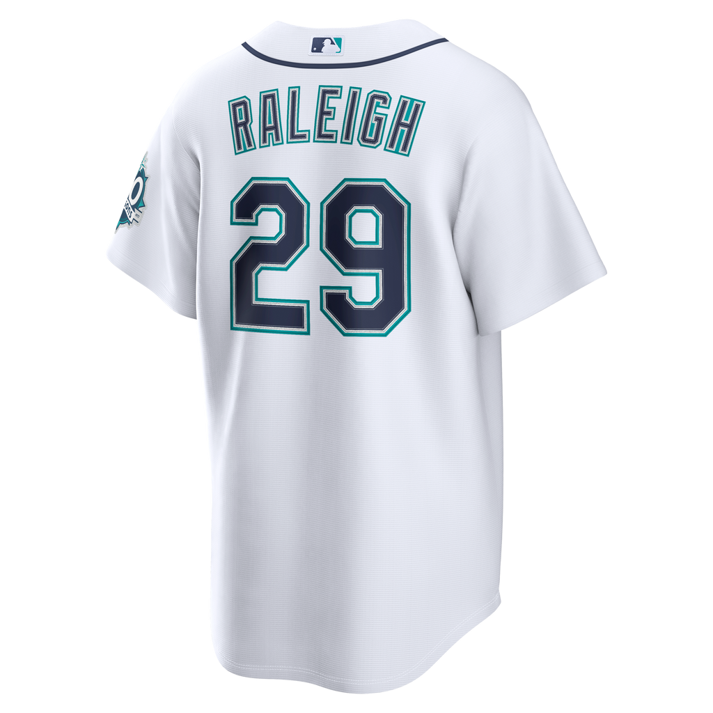 Seattle Mariners Cal Raleigh Nike White Home Stadium 50th Season Patch Jersey