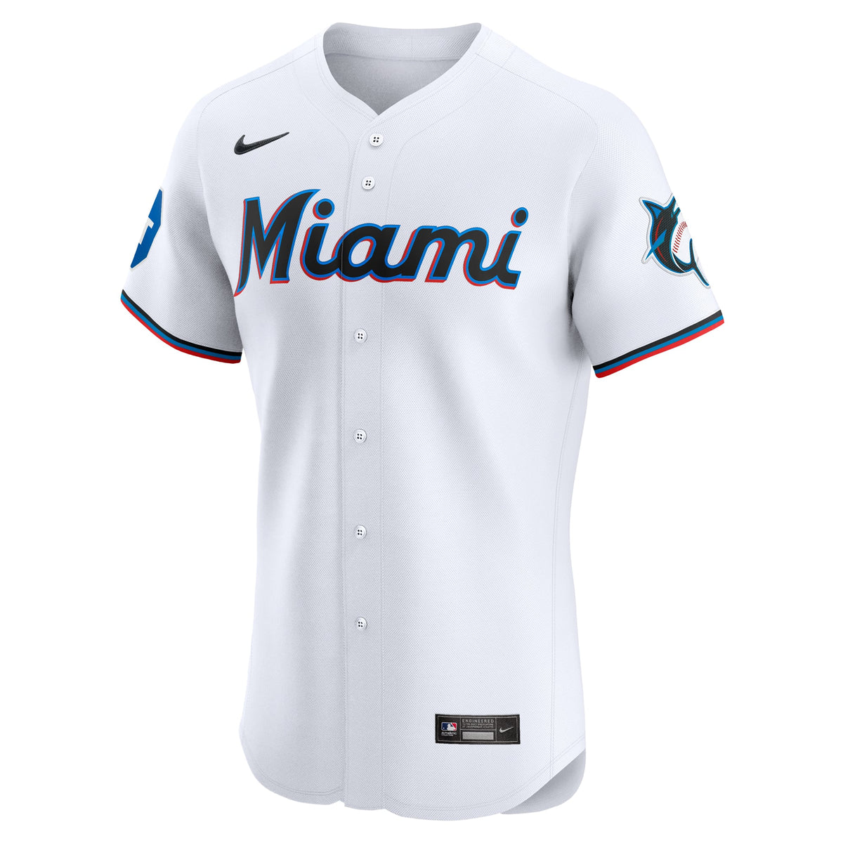 Miami Marlins Nike White Home Elite Patch Jersey