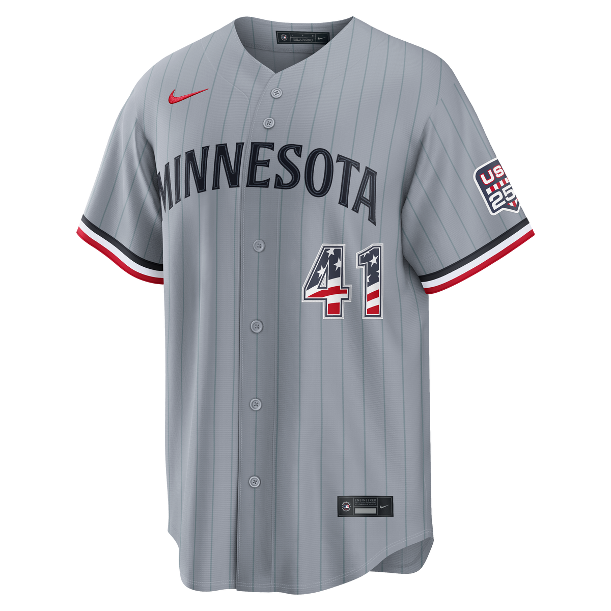 Fourth of July Minnesota Twins Joe Ryan Nike Gray USA 250 Stadium Jersey