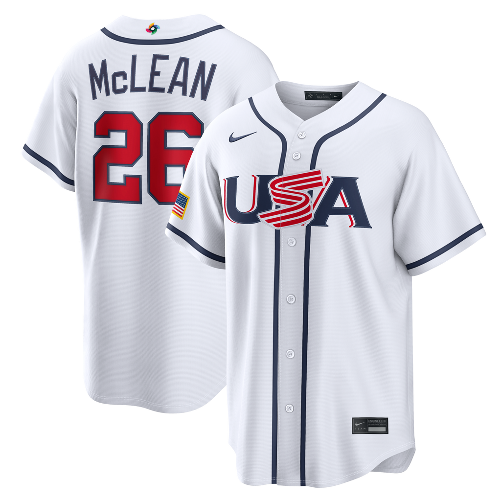 USA Baseball Nolan McLean Nike White 2026 World Baseball Classic Home Stadium Jersey