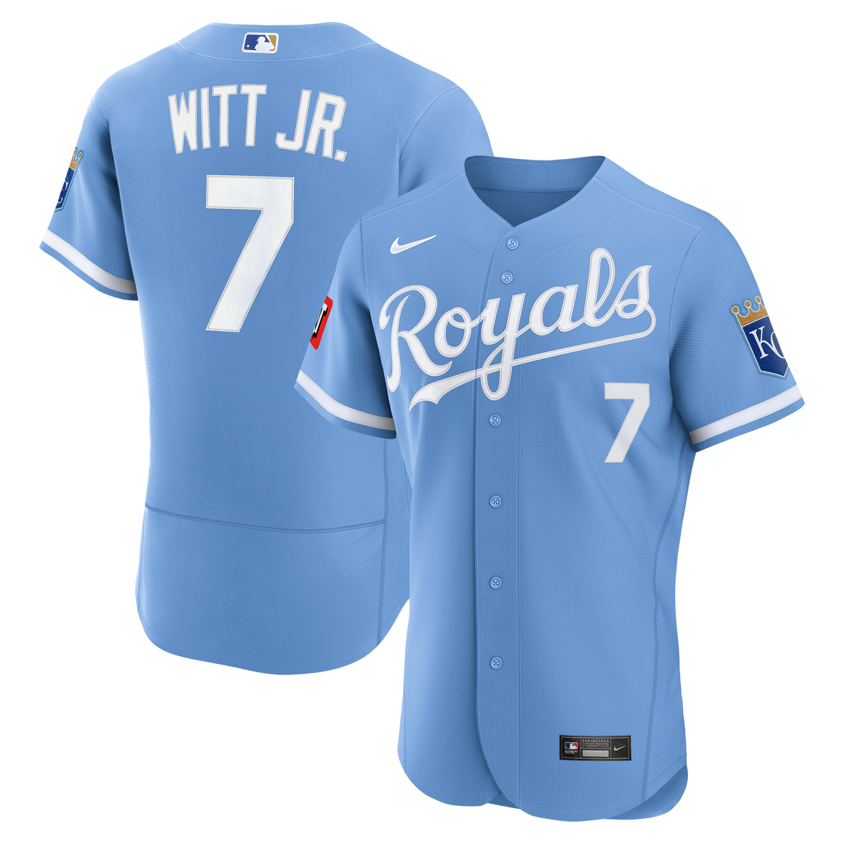 Kansas City Royals Bobby Witt Jr. Nike Light Blue Alternate Authentic Sponsor Patch Jersey