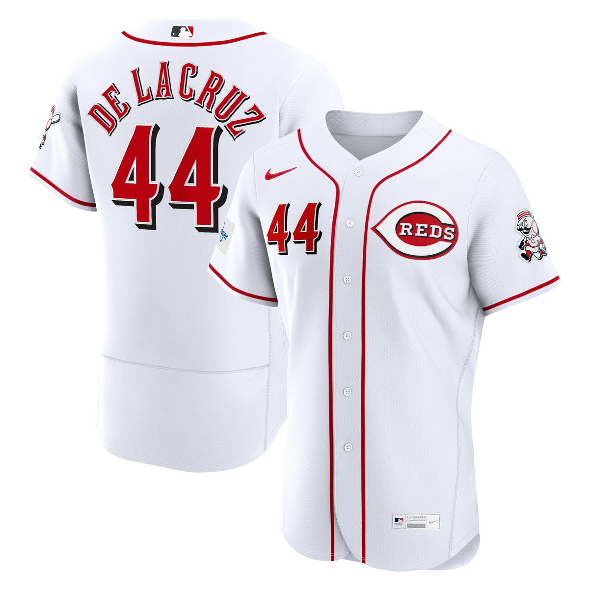 Cincinnati Reds Elly De La Cruz Nike White Home Authentic Sponsor Patch Jersey