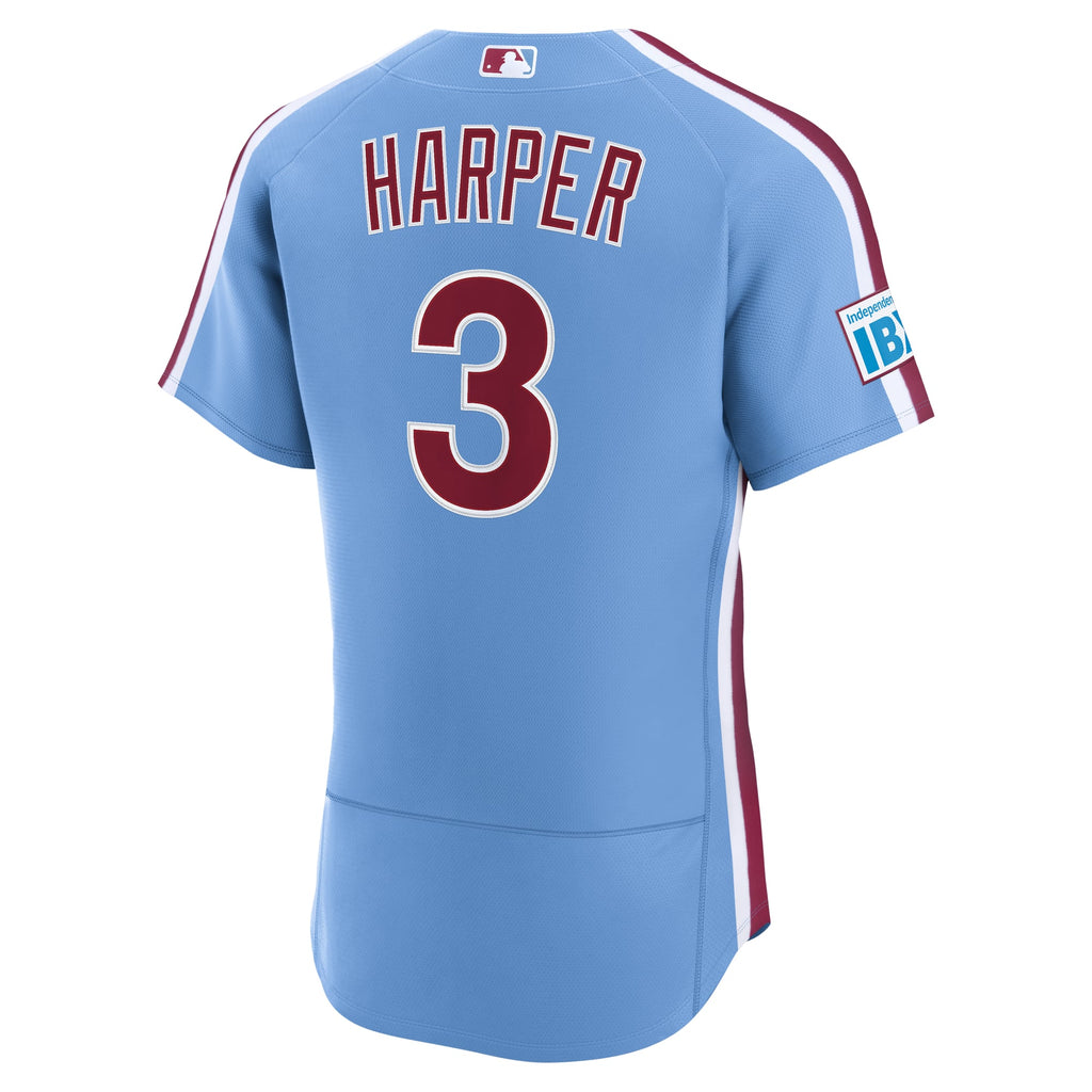 Philadelphia Phillies Bryce Harper Nike Light Blue Alternate Authentic Sponsor Patch Jersey