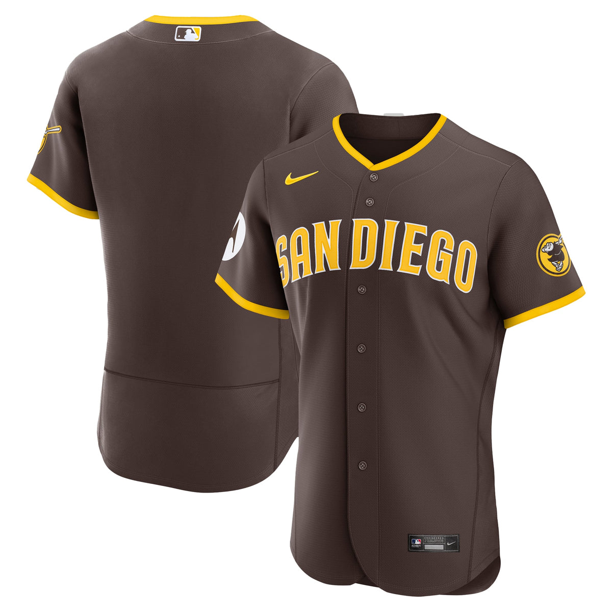 San Diego Padres Nike Khaki Alternate Sponsor Patch Authentic Jersey