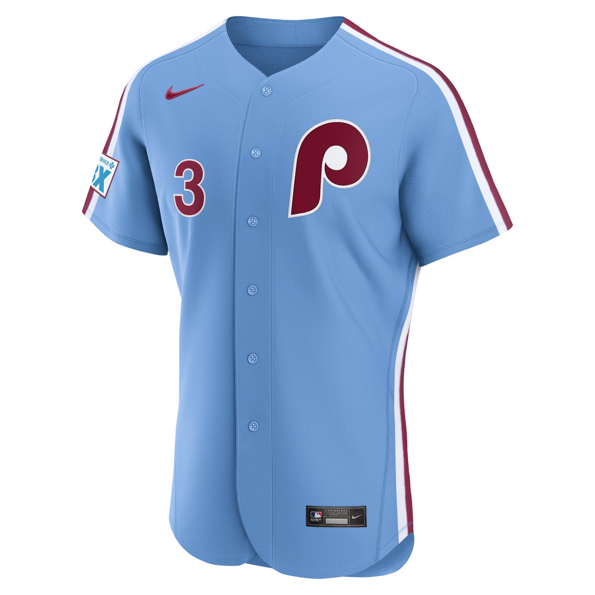 Philadelphia Phillies Bryce Harper Nike Light Blue Alternate Authentic Sponsor Patch Jersey
