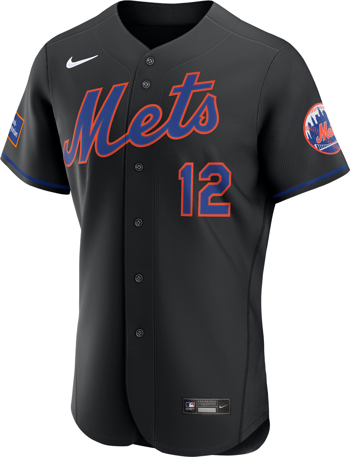 New York Mets Francisco Lindor Nike Black Alternate Authentic Sponsor Patch Jersey