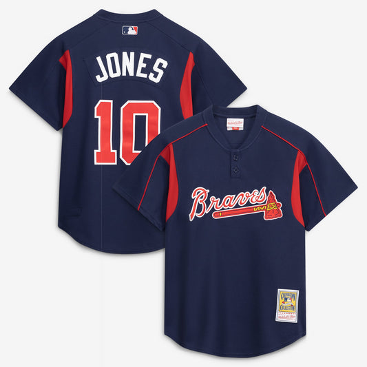 Atlanta Braves Chipper Jones Mitchell & Ness Navy Authentic Batting Practice Jersey