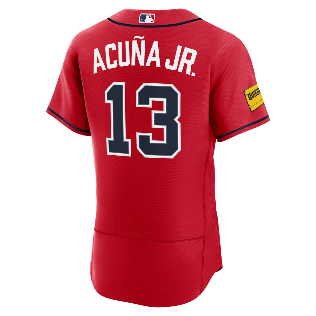 Atlanta Braves Ronald Acuña Jr. Nike Red Alternate Authentic Sponsor Patch Jersey