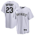 Colorado Rockies Kris Bryant Nike White/Purple Replica Player Jersey