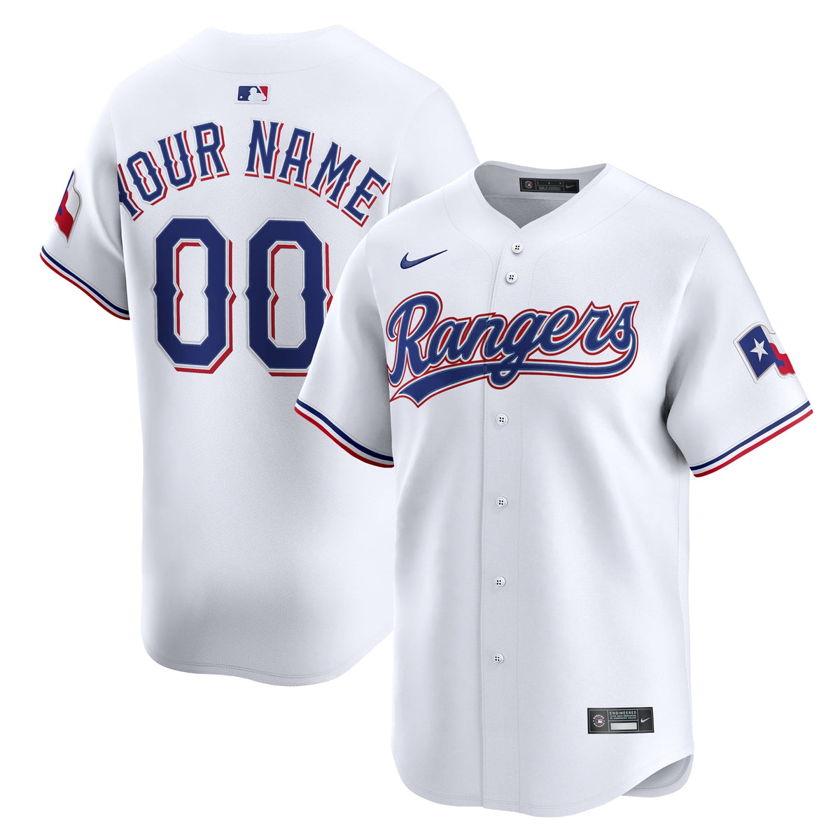 Texas Rangers Nike White Home Limited Custom Jersey