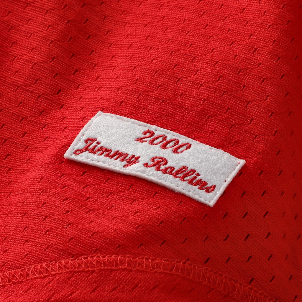 Philadelphia Phillies Jimmy Rollins Mitchell & Ness Red Cooperstown Mesh Batting Practice Button-Up Jersey