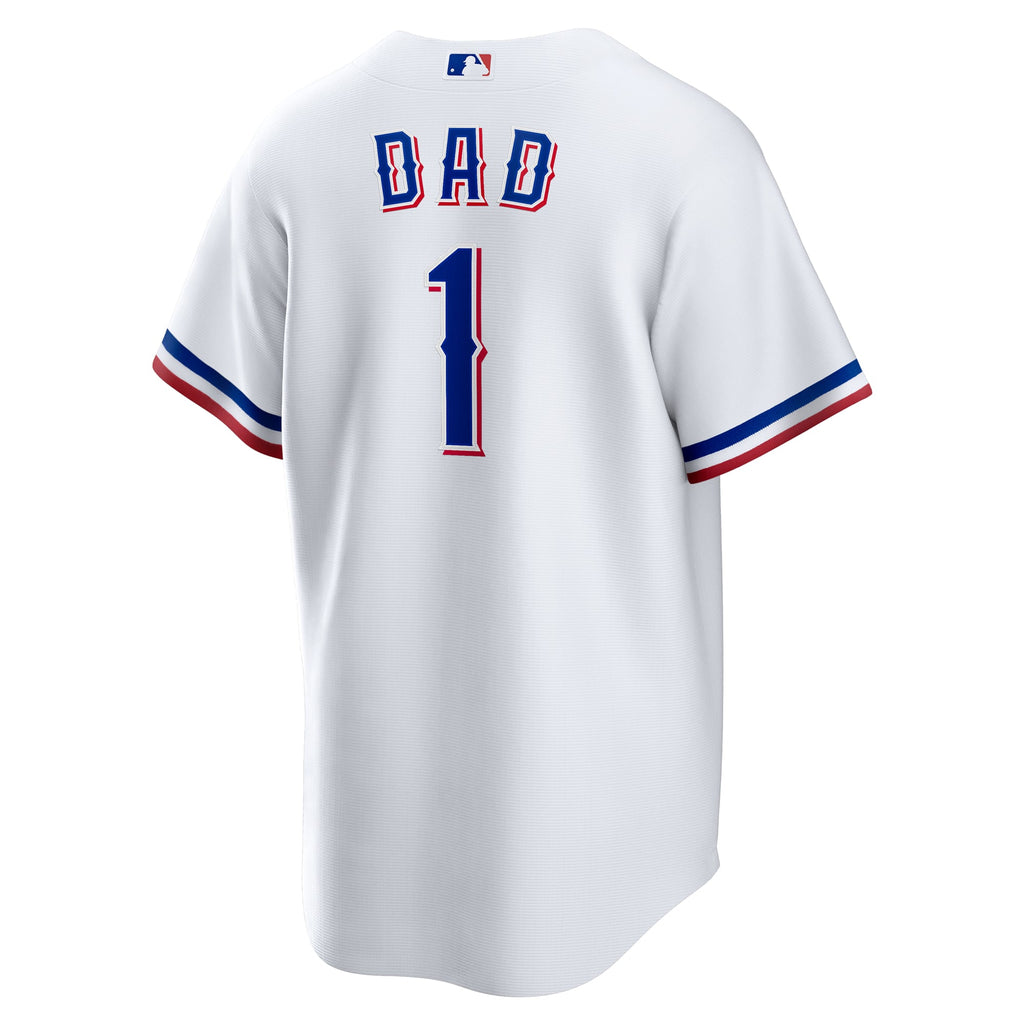 Texas Rangers Nike White #1 Dad Home Replica Jersey
