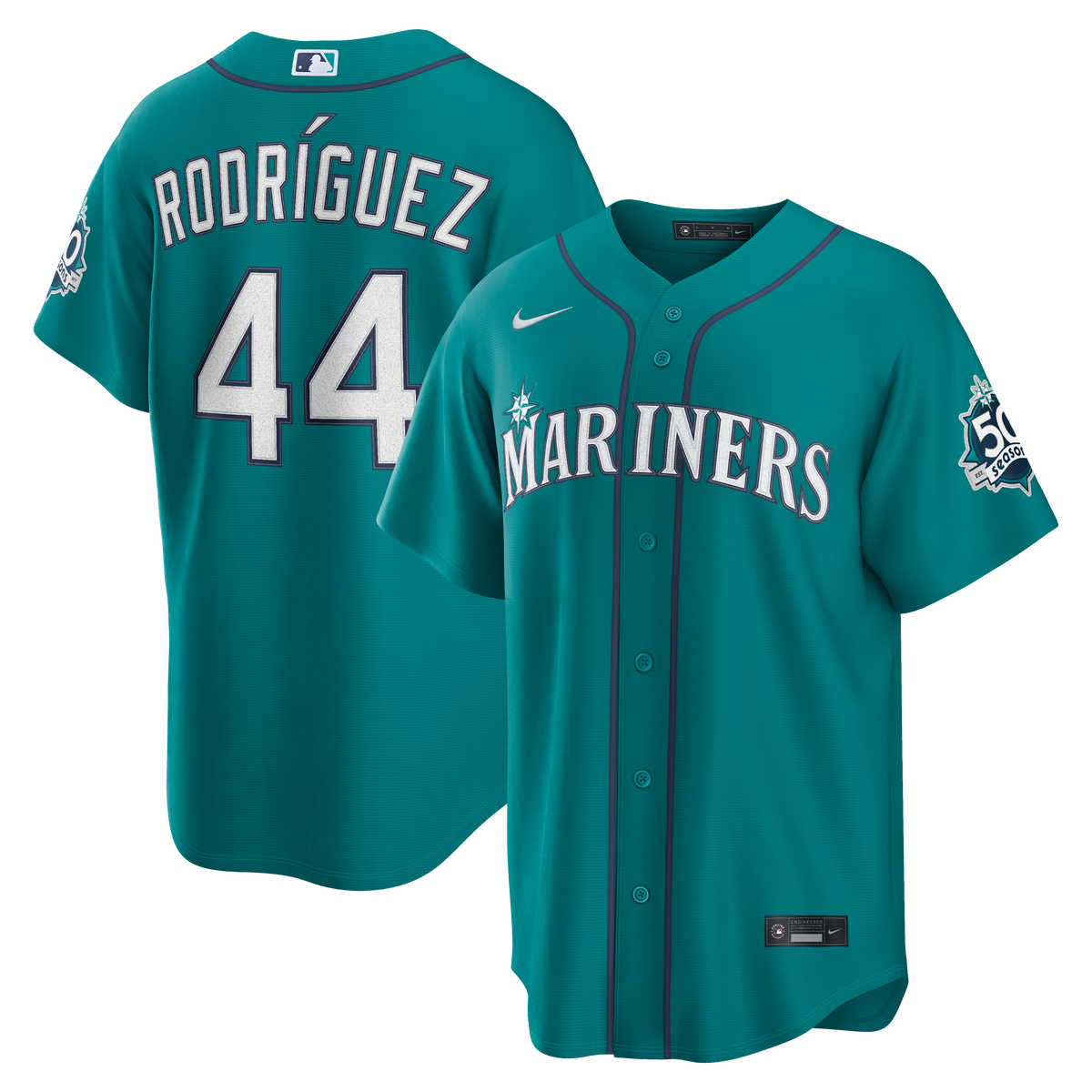 Seattle Mariners Julio Rodríguez Nike Teal Alternate Stadium 50th Season Patch Jersey