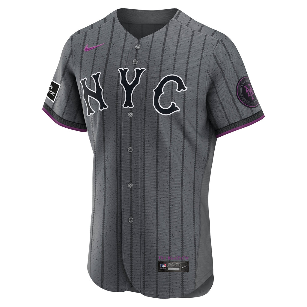 New York Mets Francisco Lindor Nike Gray City Connect Authentic Sponsor Patch Jersey
