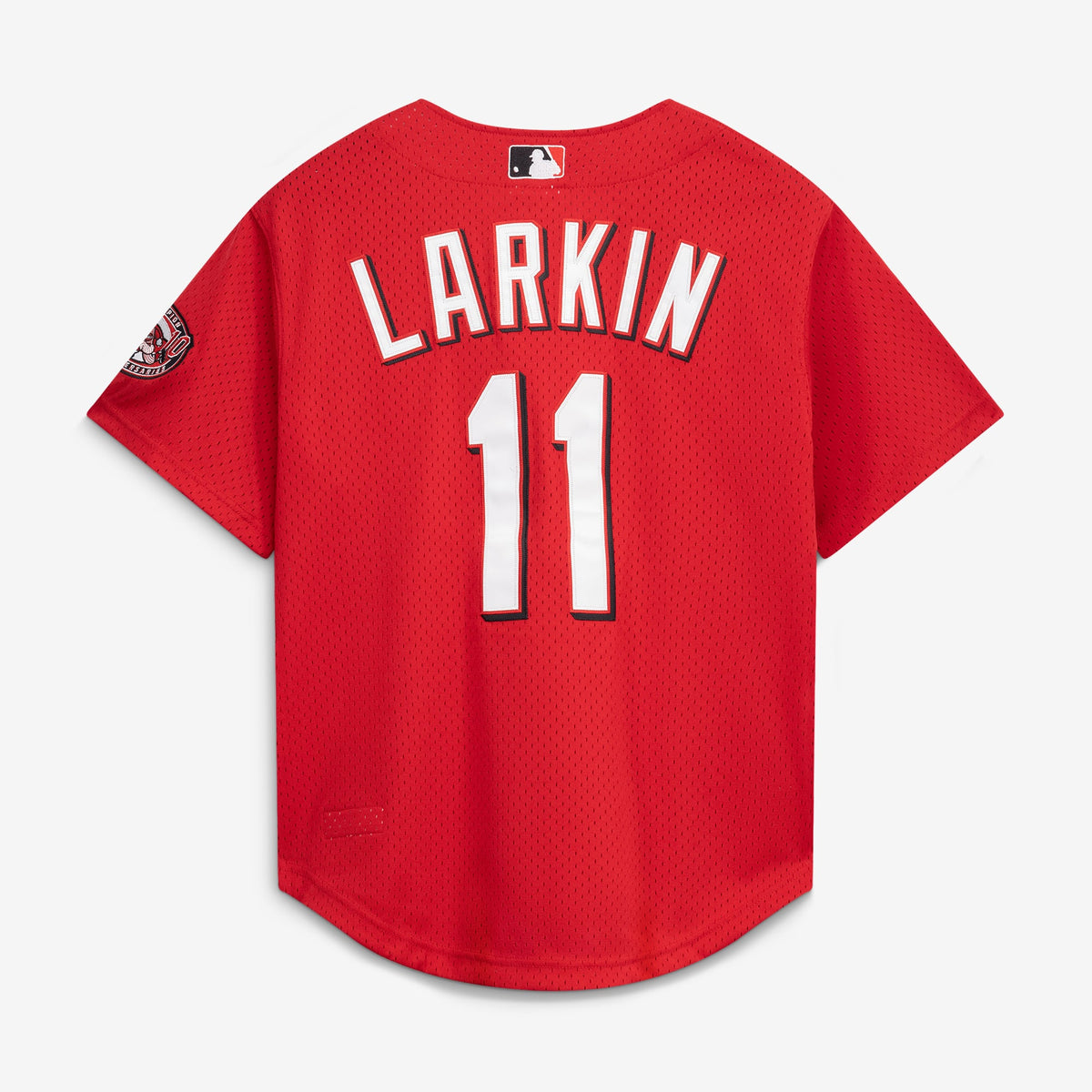 Cincinnati Reds Barry Larkin Mitchell & Ness Red Throwback Cooperstown Mesh Batting Practice Jersey