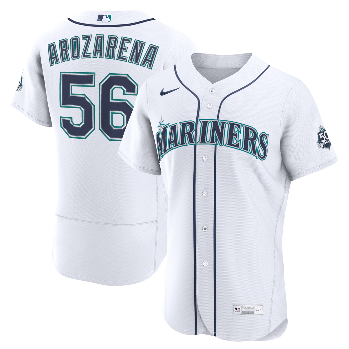 Seattle Mariners Randy Arozarena Nike White Home 50th Season Authentic Jersey